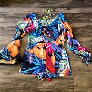 Colorful Tropical Print Romper size Medium